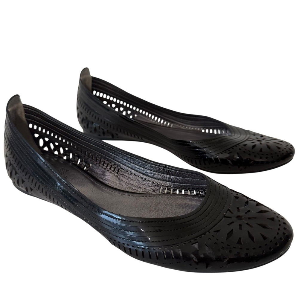 Belle By Sigerson Morrison Black Andromeda Patent Leather Ballet Flats Sz 8.5 S2